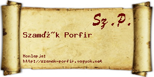 Szamák Porfir névjegykártya